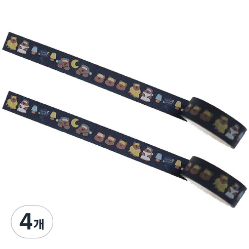마켓A 쿼카 프린팅 종이 마스킹 테이프 1.5cm x 5m, TYPE 3, 4개