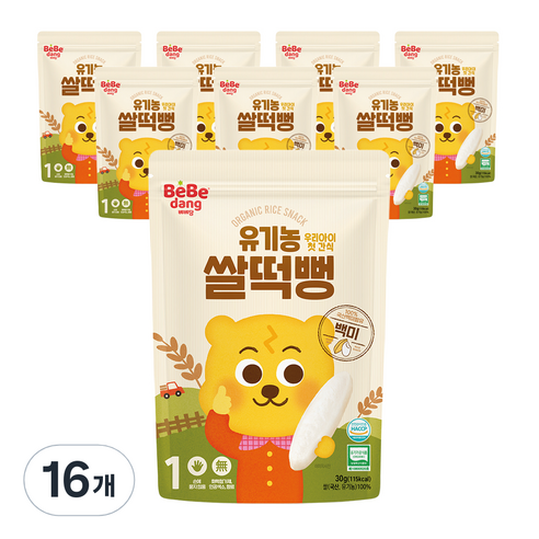 베베당 유기농 쌀과자 떡뻥, 백미, 16개