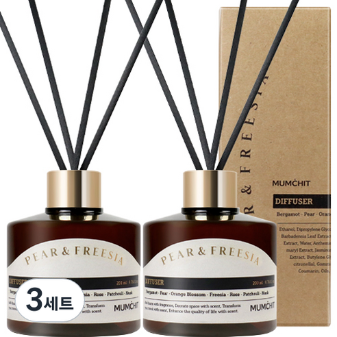멈칫 바이오톡스 디퓨저 200ml x 2개 + 리드스틱 8개, 잉글리쉬페어앤프리지아, 400ml, 3세트