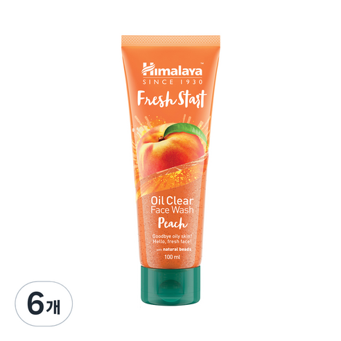히말라야 프레쉬 스타트 오일 클리어 페이스 워시 피치, 100ml, 6개