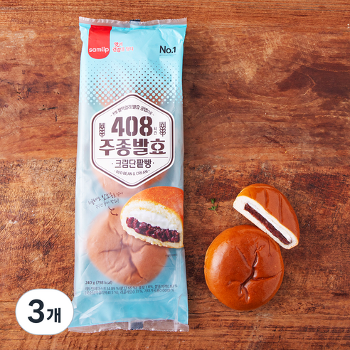 삼립 408시간 주종발효 크림단팥빵, 80g, 3개입, 3개