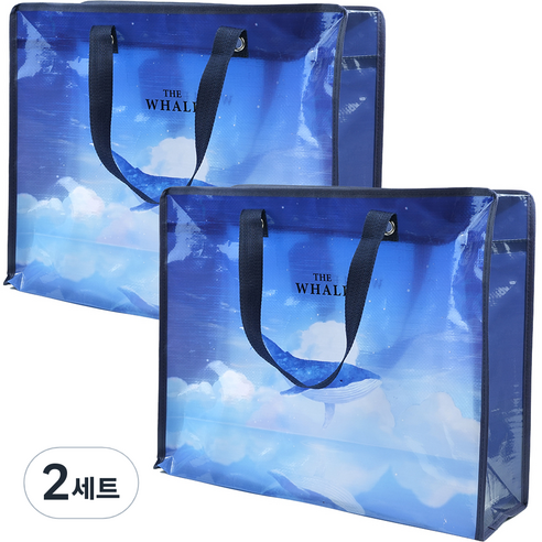 핑크풋 7000 고래 타포린 쇼핑백 2p 세트, 혼합색상, 2세트