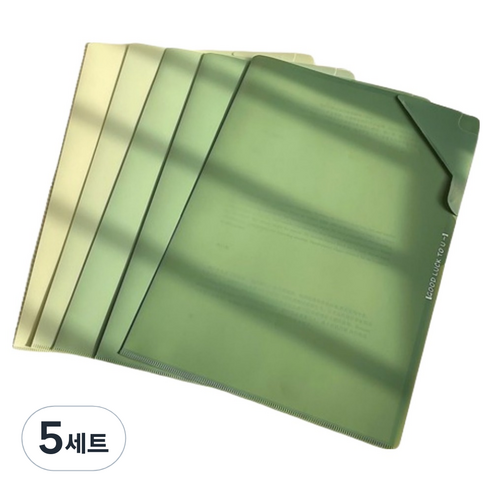 갠지라이프 그라데이션 대용량 L자 파일 5종 세트, 그린, 5세트
