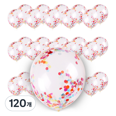 컨페티풍선 30cm, 무지개페이퍼, 120개