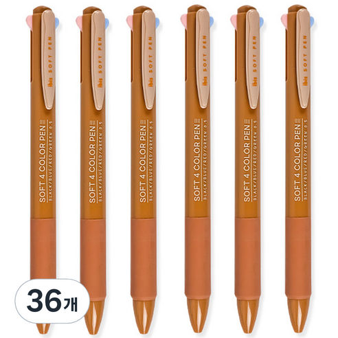 아이비스 소프트 4색 젤펜 0.5mm 12499, 오렌지, 36개