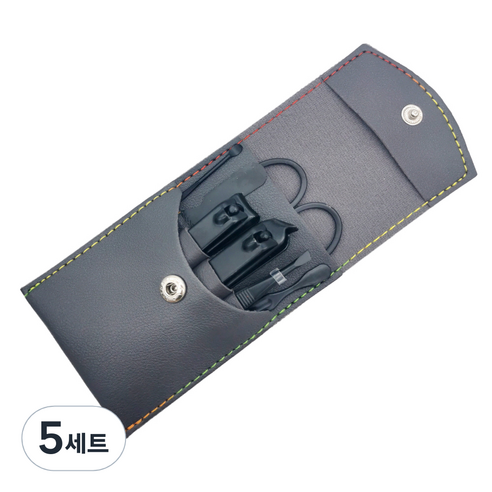 미카엘그라운드 손톱 깎이 7종 세트, 5세트, 그레이(케이스), 블랙(도구)
