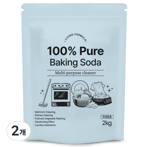 생활공식 100 Pure 베이킹소다, 2kg, 2개