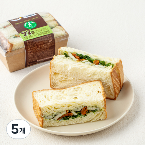 그린래빗 데니쉬치킨바질샌드, 120g, 5개