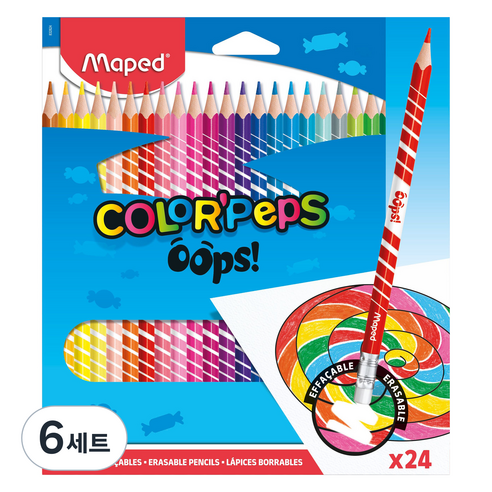 마패드 컬러펩스 웁스 지워지는 색연필, 6세트, 24색