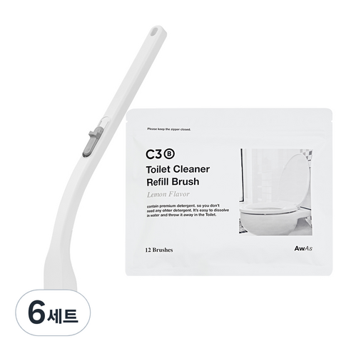 어웨이크어슬립 변기클리너 레몬향 핸들 + 리필 12P + 핸드걸이, 6세트