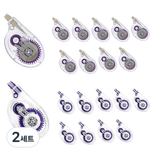 한국연필 롱 수정 테이프 8m 미색 10p + 백색 10p 세트, 보라, 2세트