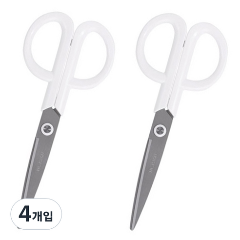 누사인 ABS 사무용 가위 NS053, 퓨어화이트, 4개입
