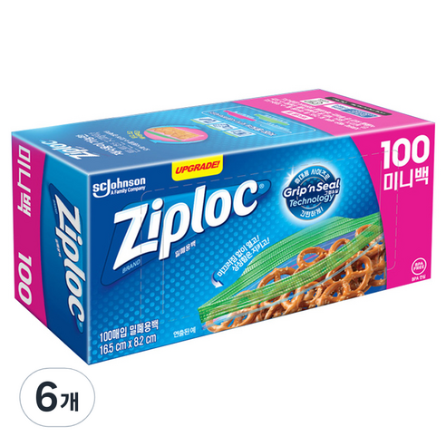 지퍼락 그립앤실 냉장, 미니(XS), 100개입, 6개