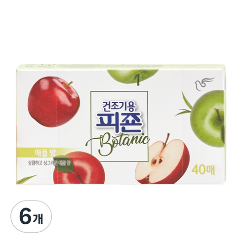 피죤 건조기용 보타닉 시트 섬유유연제 애플밤, 6개, 40매