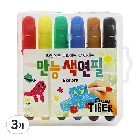 마이리틀타이거 만능색연필, 6색, 3개