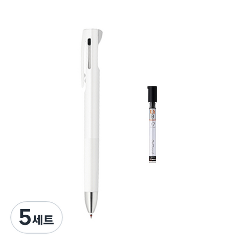 제브라 블렌 2+S 샤프 0.5mm + B샤프심, 화이트(샤프바디), 5세트