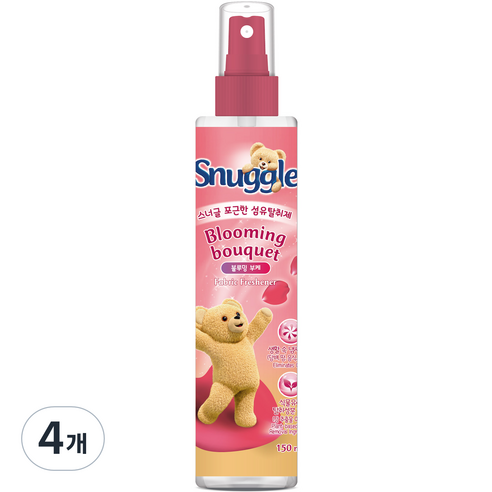 스너글 포근한 섬유탈취제 블루밍 부케 본품, 150ml, 4개