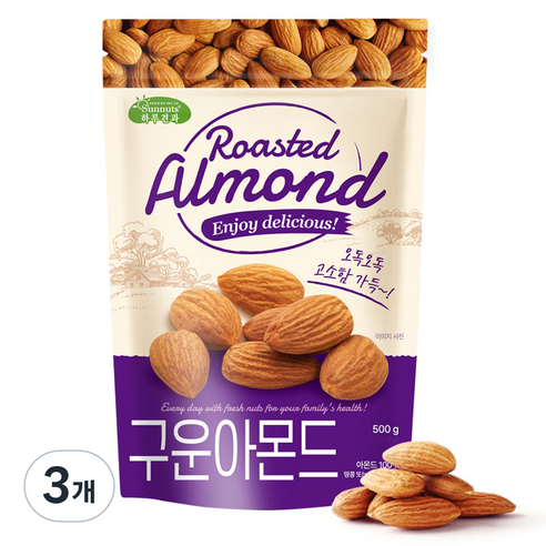 하루견과 구운아몬드, 500g, 3개