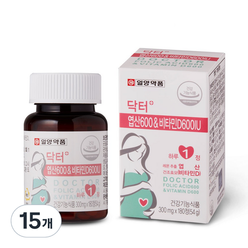 일양약품 닥터플러스 엽산 600 앤 비타민D600, 15개, 54g