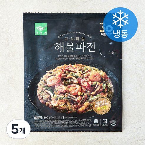 사옹원 프리미엄 해물파전 (냉동), 300g, 5개