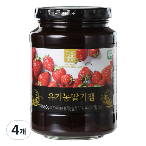 초록원 유기농 딸기잼, 580g, 4개