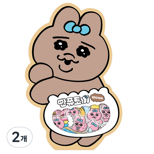 도티도그 빤쮸토끼 조각스티커, 브라운, 2개