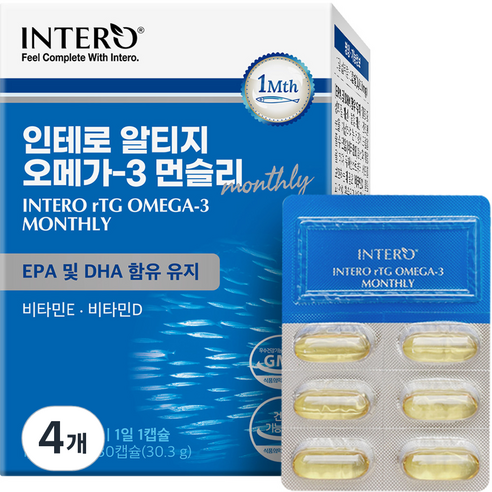 인테로 알티지 오메가3 먼슬리 30.3g, 30정, 4개
