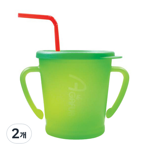 아가프라 유아용 매직 빨대컵 300ml, 2개, 그린