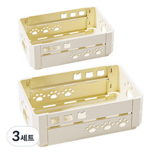 맙소샵 파스텔 접이식 다용도 정리 바구니 2종 세트, 옐로우, 3세트