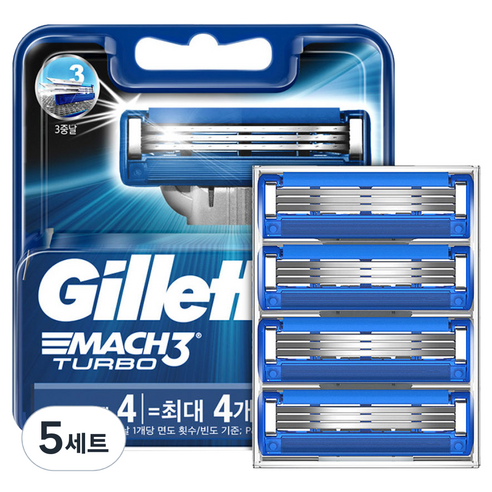 질레트 마하3 터보 면도날, 4개입, 1개