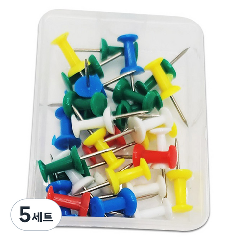 마다꾸미 컬러 투명 압정 랜덤발송 30p + 보관함 세트, 5세트