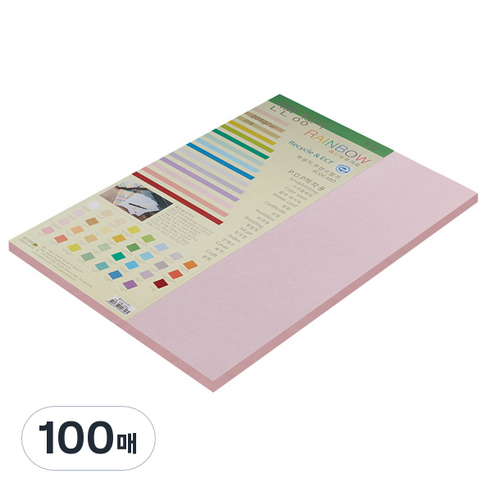 종이문화 친환경색지 레인보우카드 No.23 코스모스핑크, 100매