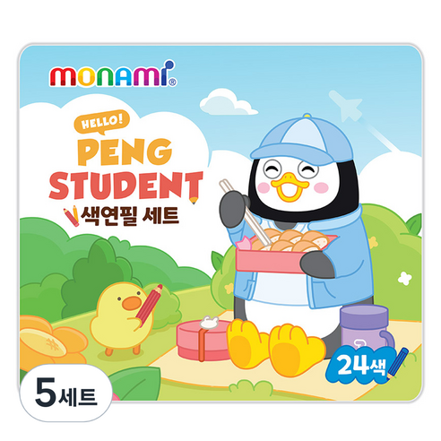 모나미 펭수 바우하우스 색연필 세트, 24색, 5세트