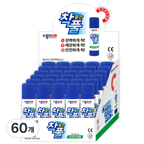 종이나라 착풀 딱풀, 8g, 60개