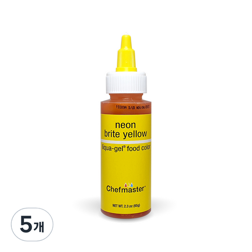 셰프마스터 리쿠아젤 식용색소 네온 브라이트 옐로우, 65g, 5개