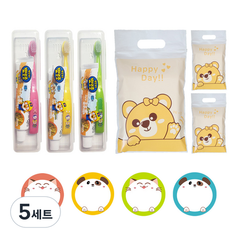 단비나인 뽀로로 칫솔치약세트 3p + 선물 포장패키지 3p, 5세트