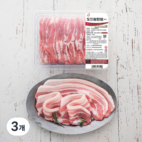도드람한돈 삼겹살 구이용 (냉장), 1kg, 3개