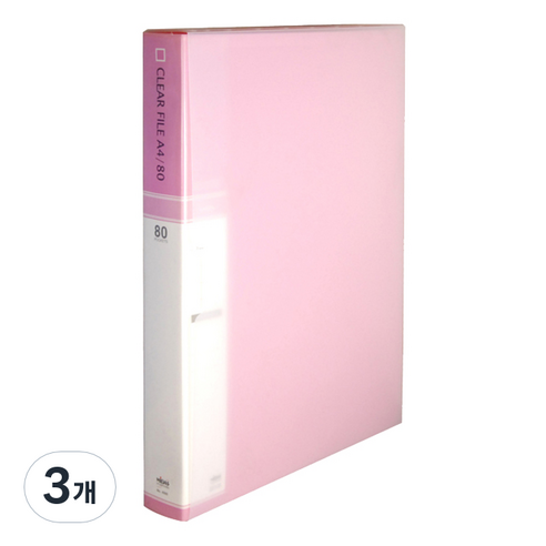 현풍화일 A4 클리어화일 80매, 분홍색, 3개