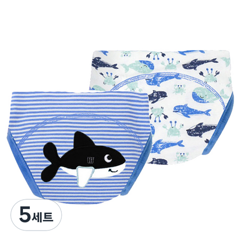 엠케이 순면 배변 훈련 팬티, D상어(블루), 5세트
