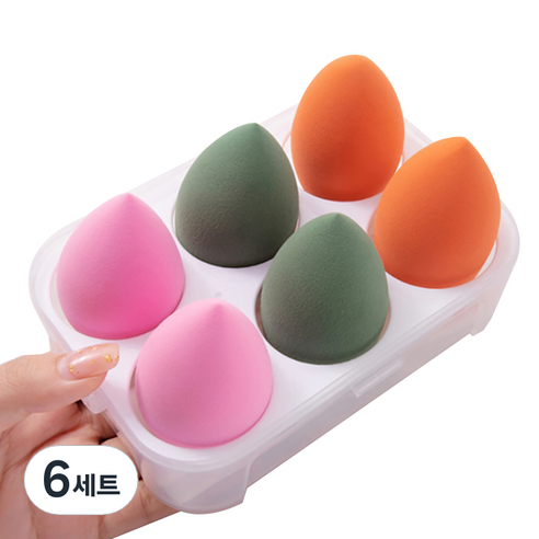 에이홉 다양한 모양의 소프트 에어쿠션퍼프 6구 + 보관함 세트, 6세트, 혼합