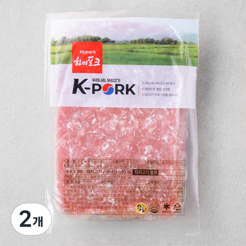 팜스코 하이포크 뒷다리 다짐육 (냉장), 600g, 2개