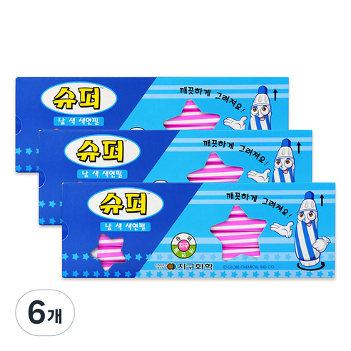 지구화학 슈퍼색연필 낱색 분홍 12p, 1색, 6개