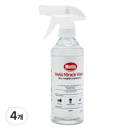 Metis 미라클워터 과일 야채 세정제, 4개, 400ml