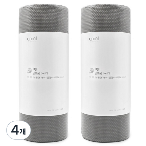 예밀 뜯어쓰는 일회용 수세미 롤형 60p, 그레이, 60개, 4개