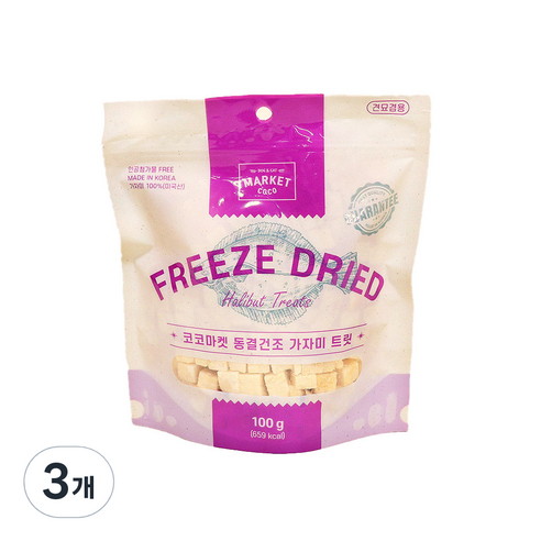 코코마켓 반려동물 동결건조 트릿 간식, 가자미, 3개