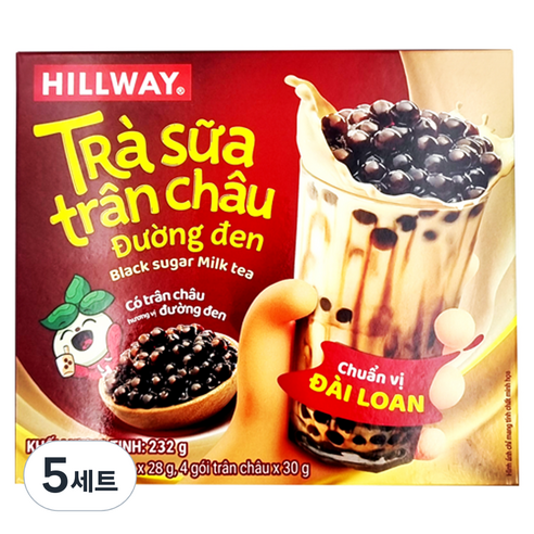 힐웨이 블랙 슈가 밀크티 고형차 28g x 4p + 버블 30g x 4p 세트, 5세트