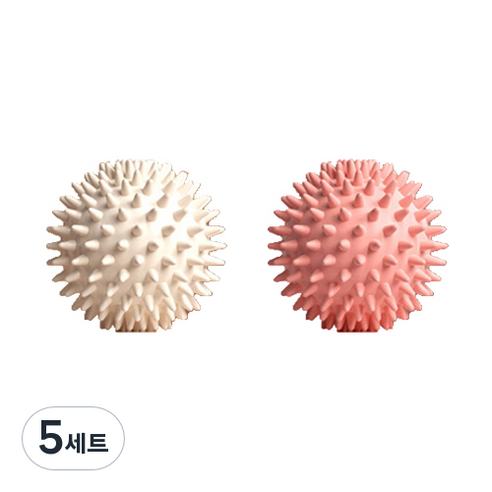 작지만 옹골찬 마사지 고슴도치 요가볼 2종 세트, 5세트, 아이보리 + 핑크