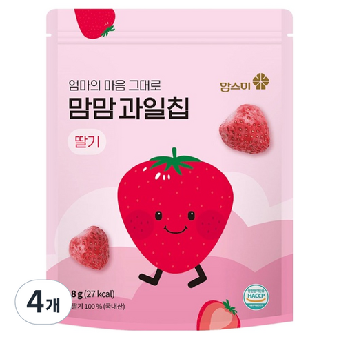 맘스미 맘맘 과일칩 딸기, 8g, 4개