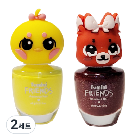 투미니 어린이 프렌즈 수성 네일 8ml x 2종 세트, 레몬옐로우(병아리) + 트윙클레드(여우), 2세트