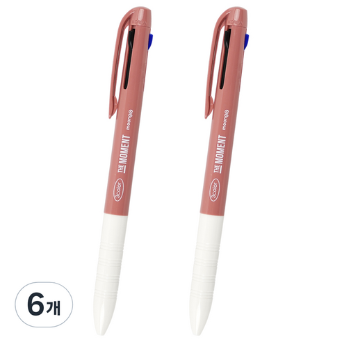 뭉구 잘써지는 더모먼트 3색 볼펜 0.7mm, 6개, 로즈